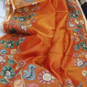 Saree Pure kora with applique work