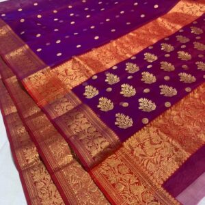 Pure Chanderi Silk Handloom Saree with Nakshi Border