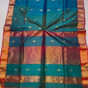 Pure Maheshwari Silk Dual Tone Saree with Pipe Butta Saree