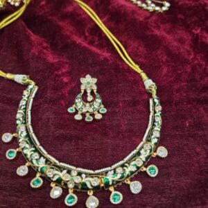 Green Meenakari Kundan Choker Set