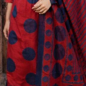 Red Printed Cotton Kurta Set