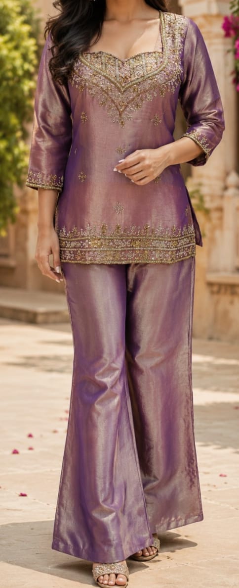 Purple Designer Satin Co-ord Set
