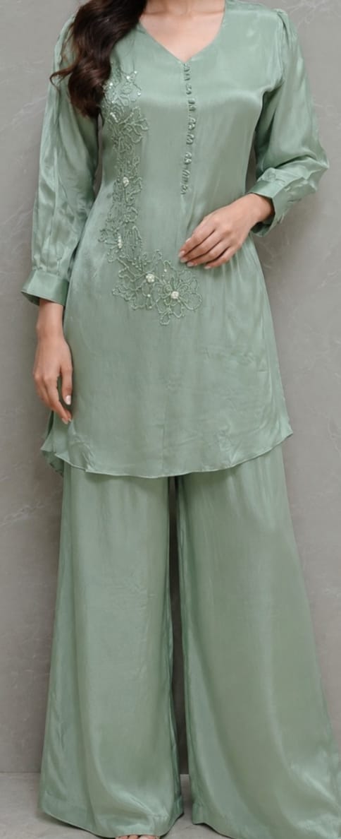 Sage Green Embroidered Co-ord Set