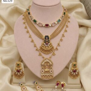Heritage Elephant Pendant Layered Necklace Set (No. 129)