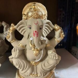Divine Golden Mukut Ganesh Murti